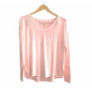MOSSIMO- WOMENS PEACH V-NECK LONG SLEEVE PULLOVER T-SHIRT SIZE SMALL